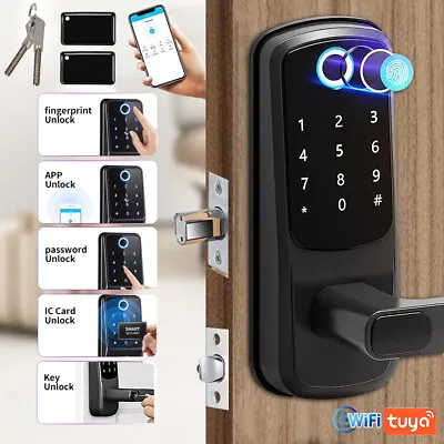 Digital Keypad WiFi Door Lock Biometric Fingerprint Password Card Key APP Unlock • £75.04