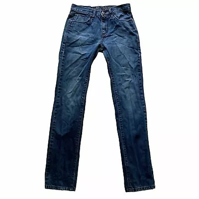 Van Heusen Mens Pop Jeans Blue 30x34 Slim Fit Tapered Leg Denim Dark Wash Faded • $10.49