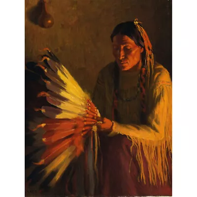 £12.99 • Buy Sharp War Bonnet Native American Painting Canvas Art Print Poster