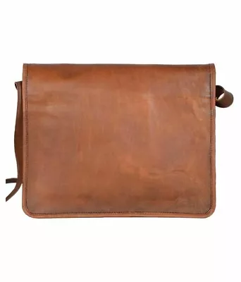 TLF Men's Vintage Goat Leather Full Flap Messenger Laptop Satchel Shoulder Bag • $38.69