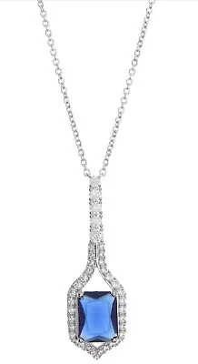 $35.99 • Buy Nadri Bella Framed Pendant Necklace, Cubic Zirconia, Lab Created Sapphire, NWT