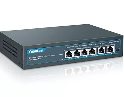YuanLey 6 Port Gigabit PoE Switch With 4 Poe Unmanaged With 2 1000Mbps Uplink • $12