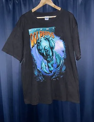 Vintage Salem Sportswear Miami Dolphins Superhero T-shirt- Size: Large • $170