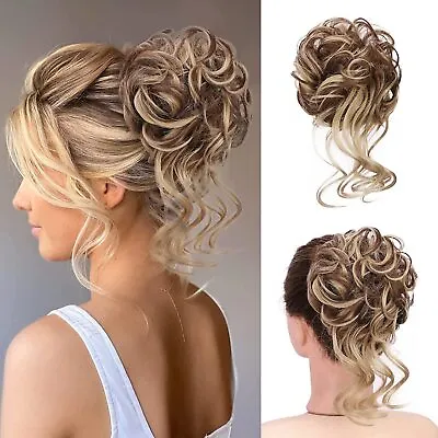 Messy Bun Scrunchie Tousled Updo Hair Extensions Hair Bun Curly Wavy Ponytail  • £2.39