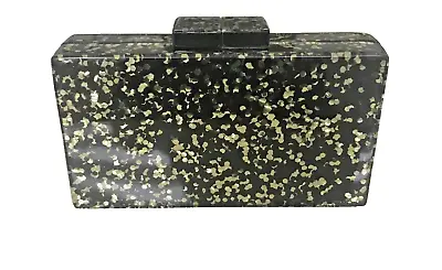 ZARA WOMAN Acrylic Black & Gold Evening Clutch Bag-vintage • £9.99