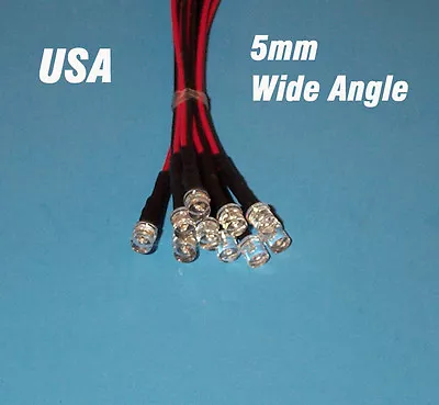 10 GREEN Wide Angle 5mm Pre Wired LEDs 6 Volt 6v PREWIRED Rc USA • $6.99