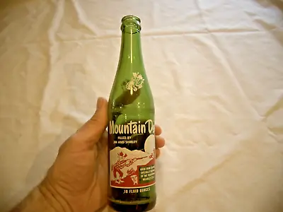 1965 Vintage Hillbilly Mountain Dew Green Glass Bottle 10 Oz Jim And Shirley #15 • $9.99