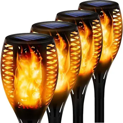 4/8Pcs Solar Flickering Flame Effect Torch Lights Outdoor Garden LED Stake Lamp • £44.99