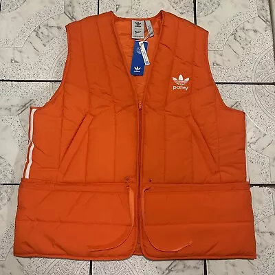 New Adidas Adicolor Parley Puffer Vest Orange Men’s Size Large HM6750 • $39.99