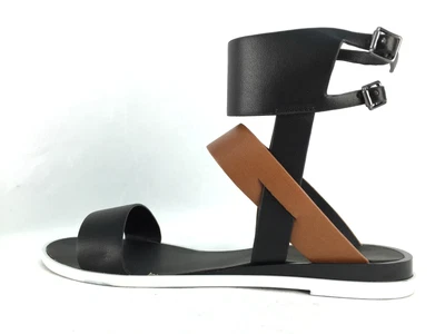 $70.24 • Buy Zara Black Brown Strappy Ankle Strap Flat Sandals Uk4 Eur37 Us6.5