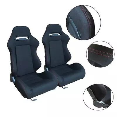 2pcs Left Right Sports Bucket Racing Seats Fits Universal Car Stitching Cloth • $255.89