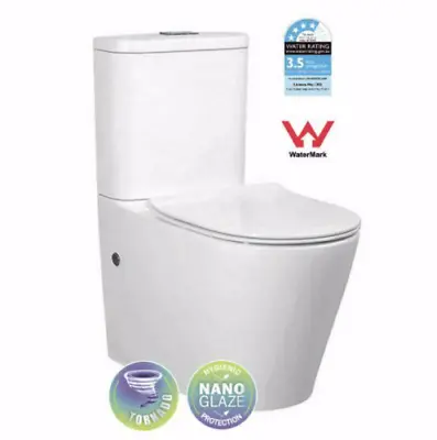WELS RIMLESS Toilet Suite BACK TO WALL FACED CLOSE COUPLED SOFT CLOSE Seat Matte • $399