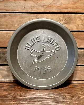 Vintage Blue Bird Pies Tin Pie Pan 9 Inch Country Farmhouse Kitchen • $30