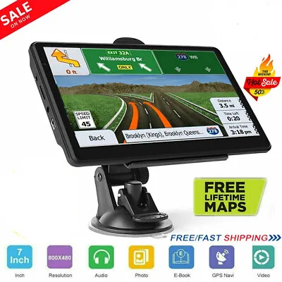 7  Car Truck Sat Nav GPS Navigation 8GB Free Lifetime UK/EU Maps Touch Screen • £41.88