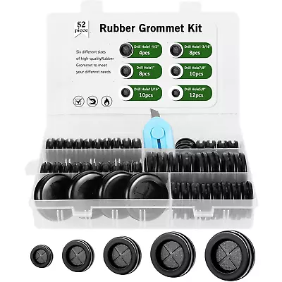 52Pcs Rubber Grommets Automotive Double Sided Rubber Grommet Kit With Slit 6 Siz • $14.44