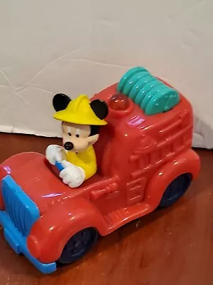 DISNEY MICKEY MOUSE FIRE ENGINE FIRE TRUCK LIGHTS SIREN SOUNDS Works 5.5  Long • $6.90