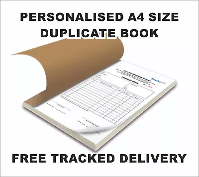 A4 PERSONALISED DUPLICATE INVOICE RECEIPT BOOK 50 Sets PERSONALISED SALES BOOK • £110