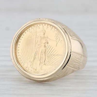 1989 1/10ozt 5 Dollar American Eagle Coin Ring 14k 22k Yellow Gold Sz 8.75 • $1299.99