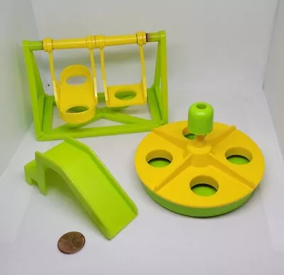 Vintage Fisher Price Little People Playground Set: Swings Merry-go-round Slide • $20