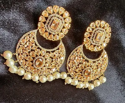Drop Earrings 22k Gold Plated  Earrings Indian Pakistani Women Fashion Earrings • £25