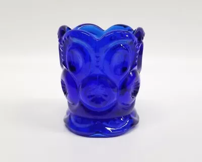 Moon And Star Glass Toothpick Holder Cobalt Blue Scalloped Base • $35.99