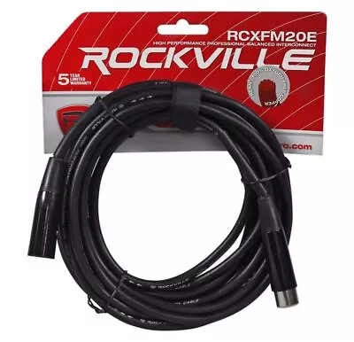 Rockville RCXFM20E-B 20 Foot Female To Male XLR Mic Cable Black 100% Copper • $14.95