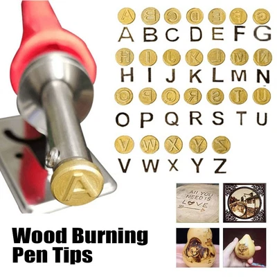 $14.73 • Buy Wood Burning Pen Tips Kit Soldering Iron Head Set Pyrography Marking 26 Letters