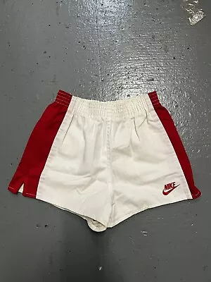 Vintage 70s Nike Swoosh White/Red Running Marathon Shorts Small • $69.95