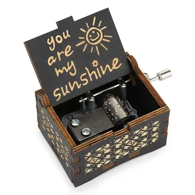 Wooden You Are My Sunshine Hand Crank Toy Kid Gift Handmade Music Box Black • £7.19