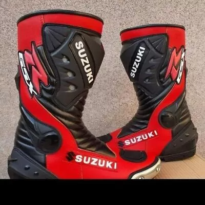 Suzuki Racing Boots Best Motorcycle Boots Suzuki Leather Racing Shoes Motorbike. • $109.99