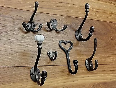 Antique Vintage Style Classic Cast Iron Coat Hooks • £5.10