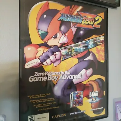 Framed Retro 2003 CAPCOM MegaMan ZERO Z 2 Ad/poster GBA Video Game Wall Art • $29