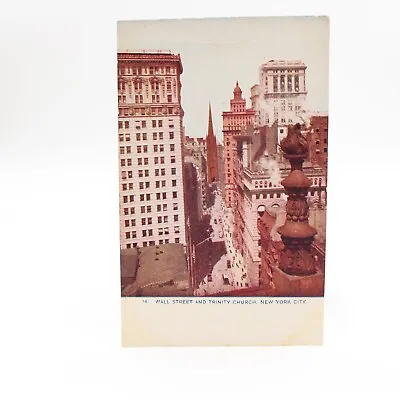 New York City NY Wall Street Trinity Church New York Vintage Postcard • $2.99