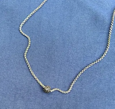 David Yurman Sterling Silver Black Diamond Pave Ball Pendant Necklace • $589