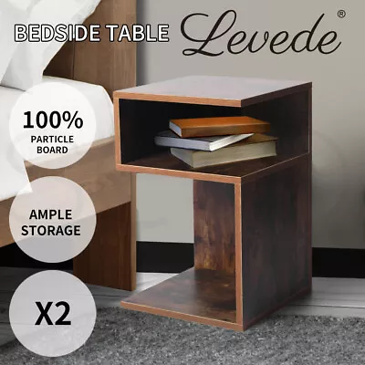 Levede 2x Bedside Tables Wood Side End Table Nightstand Storage Cabinet Bedroom • $79.99