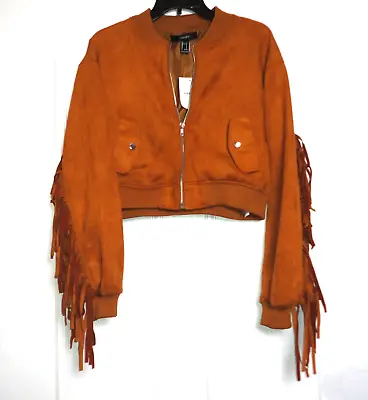 Forever 21 (Small) Faux Suede Bomber Jacket With Fringe Sleeves - NWT • $15.99