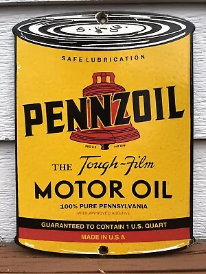 Vintage Pennzoil Motor Oil 11” Can Porcelain Gasoline Gas Advertising Sign • $29.99