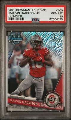 2023 Bowman Chrome University Marvin Harrison Jr Shimmer Refractor #100 PSA 10 • $124.99