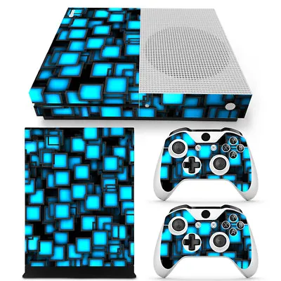 LAKE BLUE Square For Xbox One S  Slim Vinyl Sticker Skin Console Controller SET • $9.89