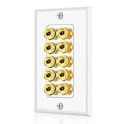 $31.99 • Buy TNP Home Theater Speaker Wall Plate Outlet - 5 Speaker Sound Audio Distribution