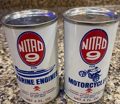 2 Vintage Nitro 9 Lot Motorcycle Marine Engine Can Gas Additive Oil Boat Cycle • $9.50