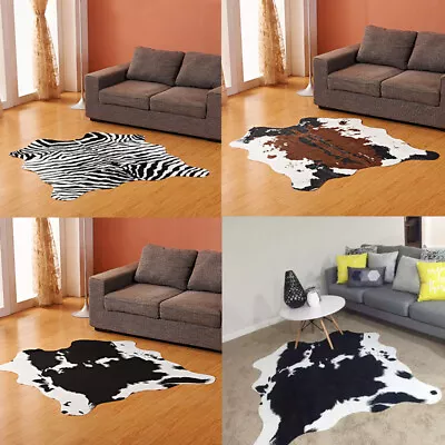 Faux Fur Cow Hide Zebra Animal Printed Rug Carpet Floor Mat Home Decor Non-slip • $37.90