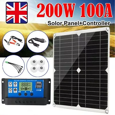 £24.99 • Buy 200W 600W Solar Panel Kit 12V Battery Charger 100A Controller Caravan RV Boat UK