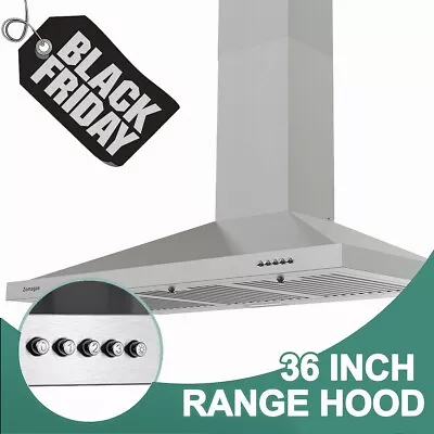 450CFM Wall Mount Range Hood 36 In Sliver Stainless Steel Kitchen Vent W/LED New • $159.99