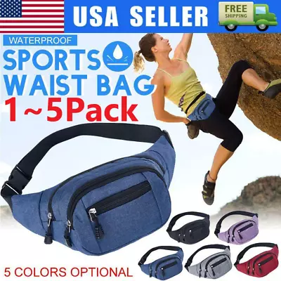 Men Women Fanny Pack Belt Waist Bag Cross Body Sling Shoulder Travel Sport Pouch • $22.59