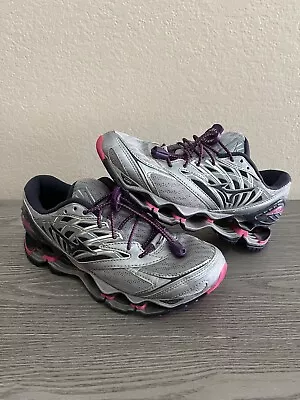 Mizuno Wave Prophecy 8 Silver Pink Women’s Athletic Sneakers Size 7 • $45