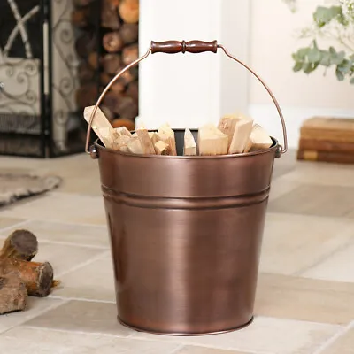 17L Large Fireplace Buckets Coal Ash Kindling Scuttle Ash Log Carrier Copper • £21.99