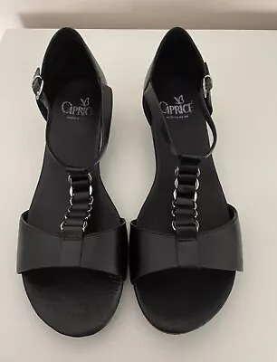 Caprice Women's Leather Black Wide Fit Sandals Size UK6 • £34.50