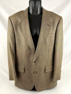 Vtg Mens Jos A Bank Kent Houndstooth Silk Wool Sport Coat Blazer Jacket 40L • $28.49