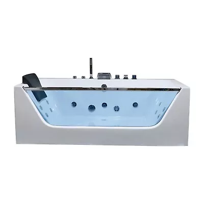 Freestanding Acrylic Hot Bathtub White Soaking Rectangular Jetted SPA With Light • $1740.89